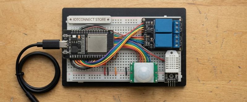 Kit domotique ESP32 — relais 2 canaux, détecteur de mouvement et DHT22 - ESP32 Smart Home Kit WiFi